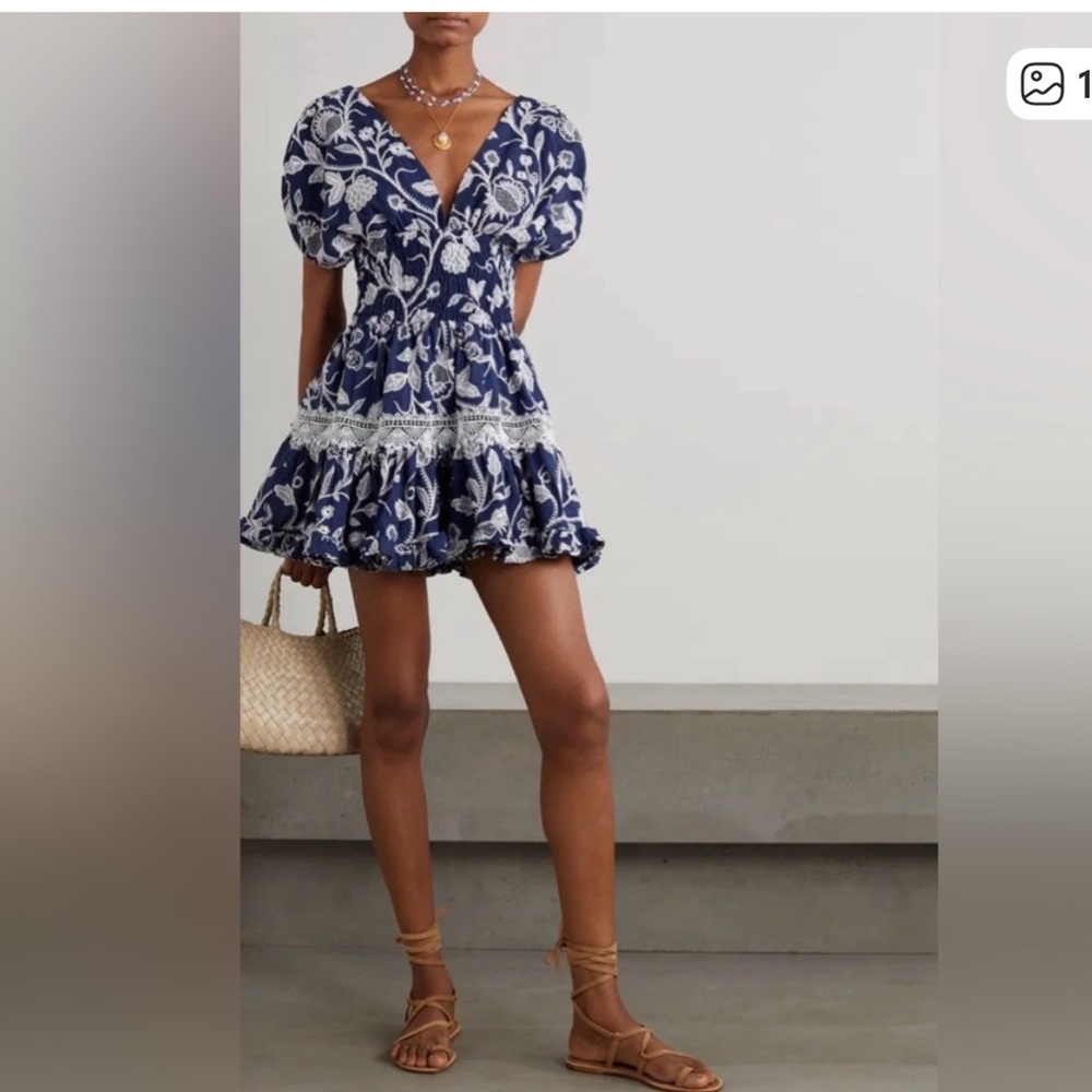 Waimari Paloma lace trimmed cotton mini dress - Picture 4 of 5